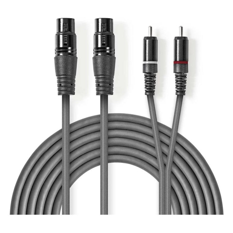 GK-12265 3 meter XLR naar 2x RCA Audiokabel met Koperen Aders - XLR 3-pins vrouwelijk naar 2x RCA mannelijk