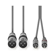 GK-12266 1,5 meter XLR naar 2x RCA Audiokabel met Koperen Aders - XLR 3-pins mannelijk naar 2x RCA mannelijk