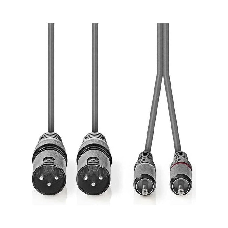 GK-12267 3 meter XLR naar 2x RCA Audiokabel met Koperen Aders - XLR 3-pins mannelijk naar 2x RCA mannelijk