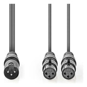 GK-12269 1,5 meter XLR Splitter Audiokabel met Koperen Aders - XLR 3-pins mannelijk naar 2x XLR 3-pins vrouwelijk