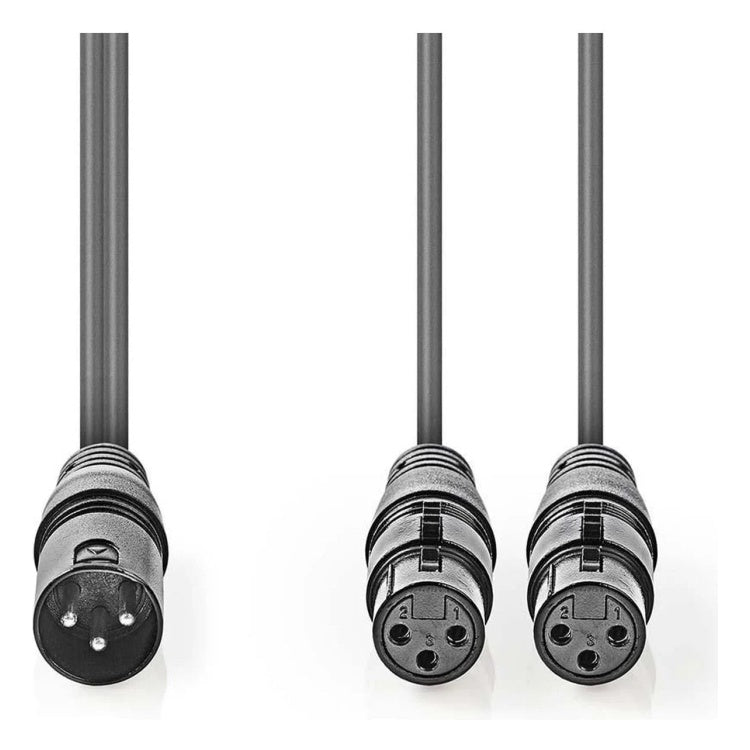 GK-12269 1,5 meter XLR Splitter Audiokabel met Koperen Aders - XLR 3-pins mannelijk naar 2x XLR 3-pins vrouwelijk