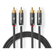GK-12271 1 meter Premium RCA stereo audiokabel - zwart