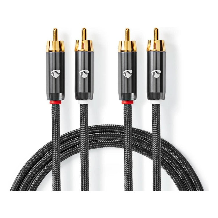 GK-12271 1 meter Premium RCA stereo audiokabel - zwart