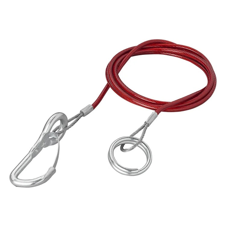 GK-12325 1,5 meter breekkabel met haak en ring voor geremde aanhanger en caravan - rood