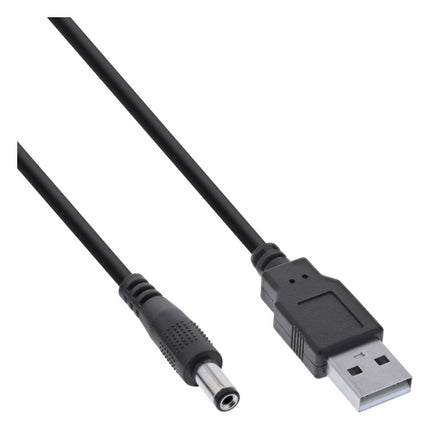 GK-12356 1 meter USB-A naar DC voedingsadapterkabel 5,5 x 2,1 mm - zwart