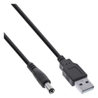 GK-12356 1 meter USB-A naar DC voedingsadapterkabel 5,5 x 2,1 mm - zwart