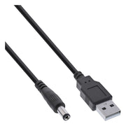 GK-12356 1 meter USB-A naar DC voedingsadapterkabel 5,5 x 2,1 mm - zwart