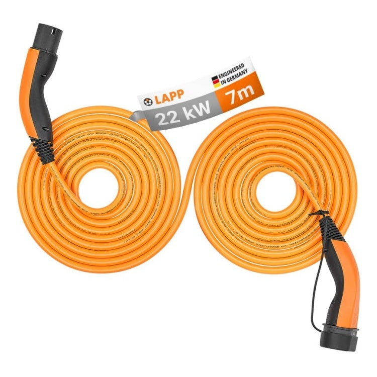 GK-12502 7 meter LAPP HELIX Type 2 laadkabel - 22 kW - 32 A - 3-fase - oranje