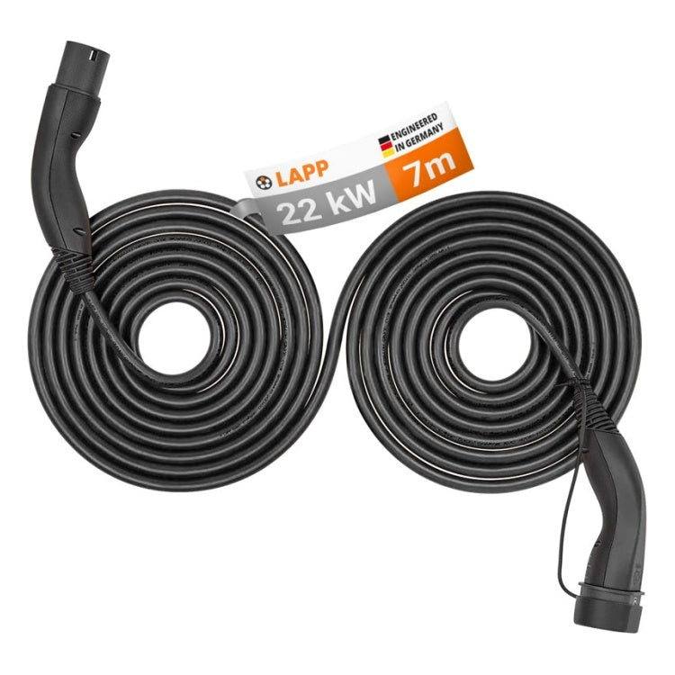 GK-12503 7 meter LAPP HELIX Type 2 laadkabel - 22 kW - 32 A - 3-fase - zwart