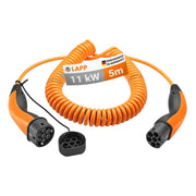 GK-12510 5 meter LAPP Type 2 spiraal-laadkabel - 11 kW - 20 A - 3-fase - oranje