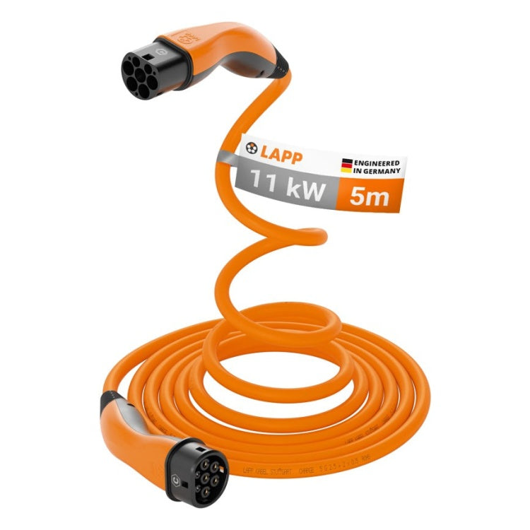 GK-12511 5 meter LAPP HELIX Type 2 laadkabel - 11 kW - 20 A - 3-fase - oranje
