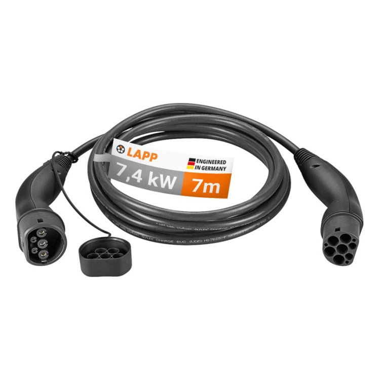 GK-12516 7 meter LAPP Type 2 laadkabel - 7,4 kW - 32 A - 1-fase - zwart