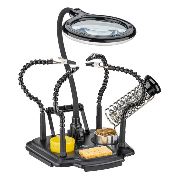 GK-12525 Goobay derde hand soldeerhulp met vergrootglas en 40 LED's - 4 flexibele armen - USB-C