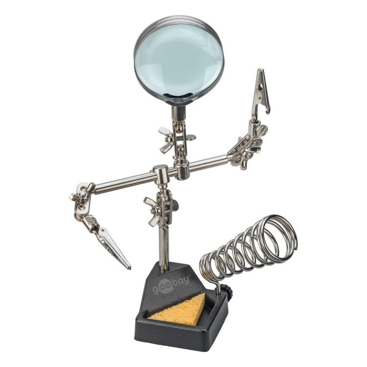 GK-12526 Goobay derde hand soldeerhulp met vergrootglas en soldeerbouthouder - 2,5× vergroting