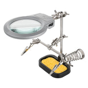 GK-12531 Goobay derde hand soldeerhulp met vergrootglas en LED - 2 krokodillenklemmen
