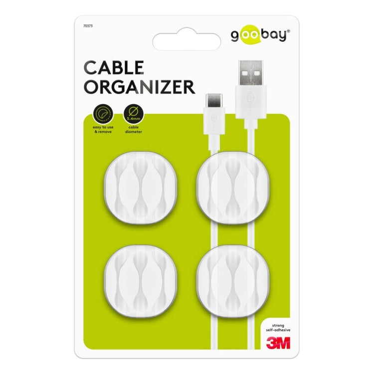 GK-12568 Kabelmanagement Clips met 3 Kabelsleuven - 4-delig - Wit