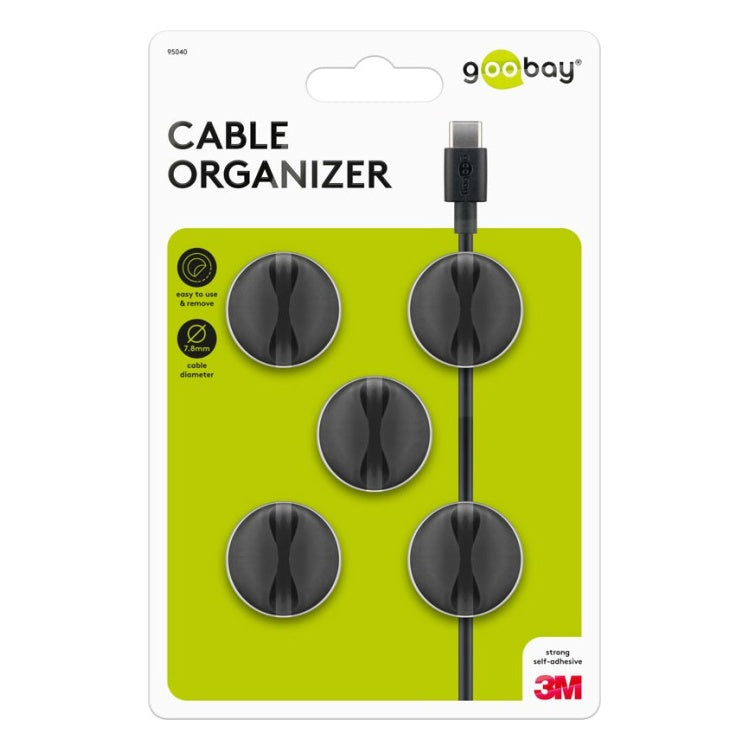 GK-12570 Kabelmanagement Clips met 1 Kabelsleuf - 5-delig - Zwart