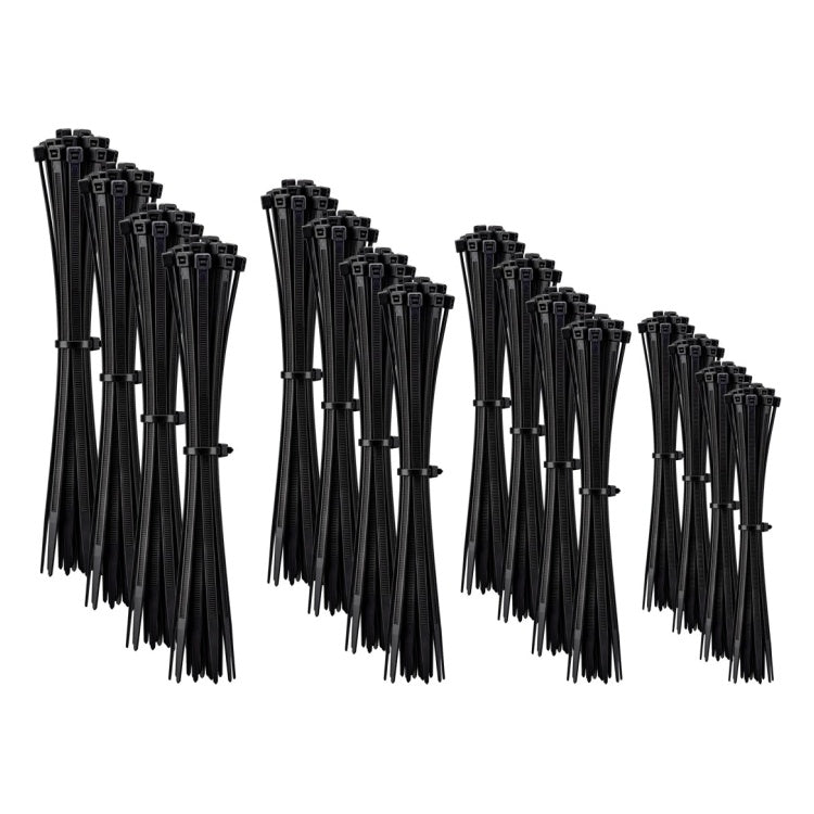GK-12581 Kabelbinderset - 200 stuks - 4 maten - Zwart