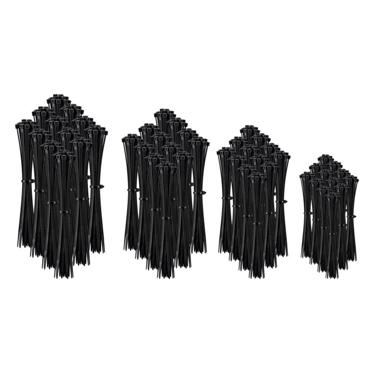 GK-12582 Kabelbinderset - 1000 stuks - 4 maten - Zwart