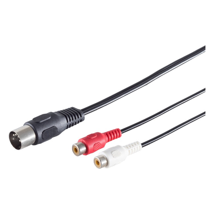 GK-12755 20 cm DIN naar RCA audiokabel - 5-polige DIN male naar 2× RCA female - voor opname - Zwart