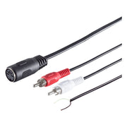 GK-12758 20 cm DIN naar RCA audiokabel - 5-polige DIN female naar 2× RCA male met aardingsdraad - Zwart