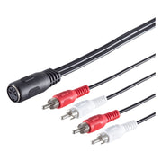GK-12759 20 cm DIN naar RCA audiokabel - 5-polige DIN female naar 4× RCA male - Zwart