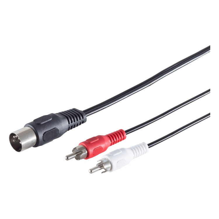 GK-12769 1,5 meter DIN naar RCA audiokabel - 5-polige DIN male naar 2× RCA male - voor opname - Zwart