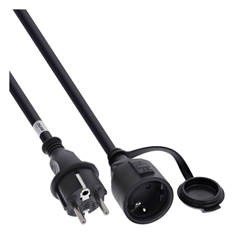 GK-12784 3 meter InLine verlengkabel - Schuko - IP44 - voor buitengebruik - Zwart