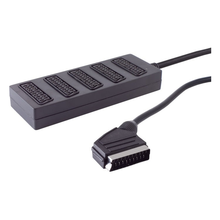 GK-12838 50 cm S/CONN SCART-verdeler - 1× male naar 5× female - volledig doorgeschakeld - Zwart