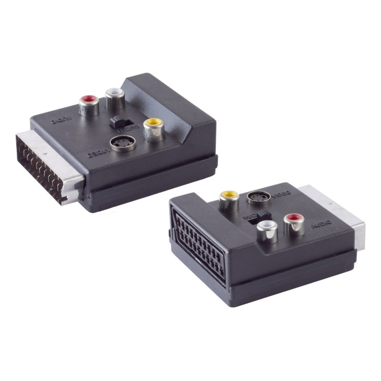 GK-12843 S-conn SCART-adapter - 3× RCA en S-Video - IN/OUT-schakelaar