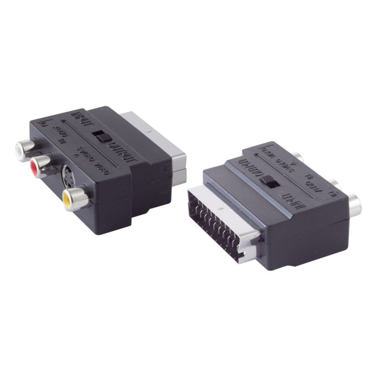 GK-12845 S-conn SCART-adapter - 3× RCA en S-Video - IN/OUT-schakelaar