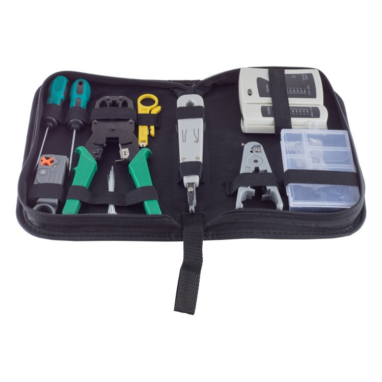 GK-12848 S-Conn 10-delige netwerkgereedschapset - RJ45/RJ12/RJ10 - met LAN-tester en opbergtas