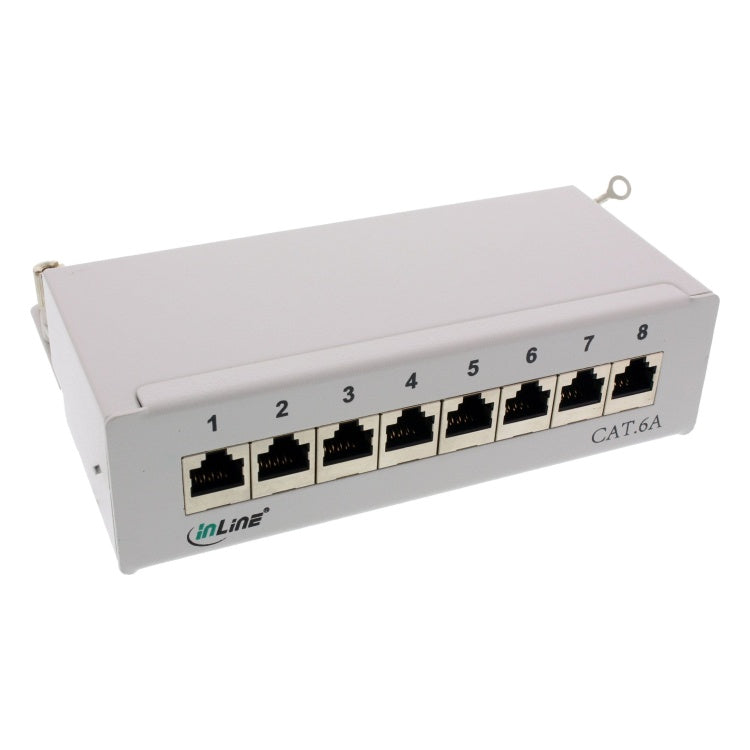 GK-12886 InLine Cat.6A patchpanel 8-poorts - RJ45 - LSA - tafel- en wandmontage - lichtgrijs