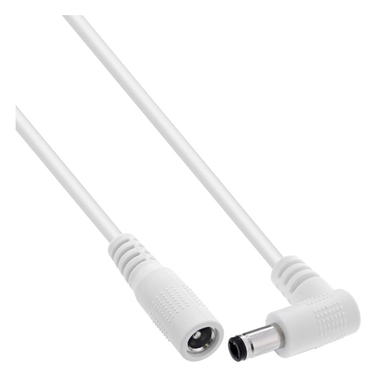 GK-12944 3 meter InLine DC-verlengkabel 5,5 × 2,5 mm - haakse male naar female - wit