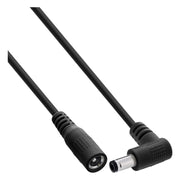 GK-12946 20 cm InLine DC-verlengkabel 5,5 × 2,5 mm - haakse male naar female - zwart