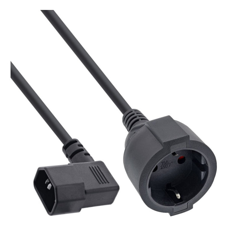 GK-12984 1 meter InLine stroomadapterkabel haakse IEC C14 naar Schuko-stopcontact - 10 A - zwart