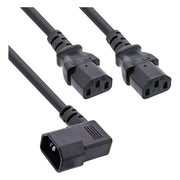GK-12987 1 meter InLine Y-stroomkabel - haakse IEC C14 naar 2× IEC C13 - zwart