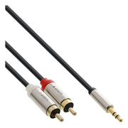 GK-12994 1 meter InLine Basic Slim audiokabel - 3,5 mm jack naar 2× RCA - volledig koper - Zwart