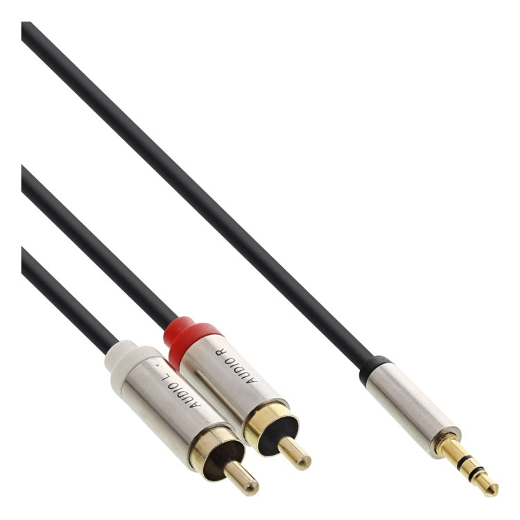 GK-12994 1 meter InLine Basic Slim audiokabel - 3,5 mm jack naar 2× RCA - volledig koper - Zwart