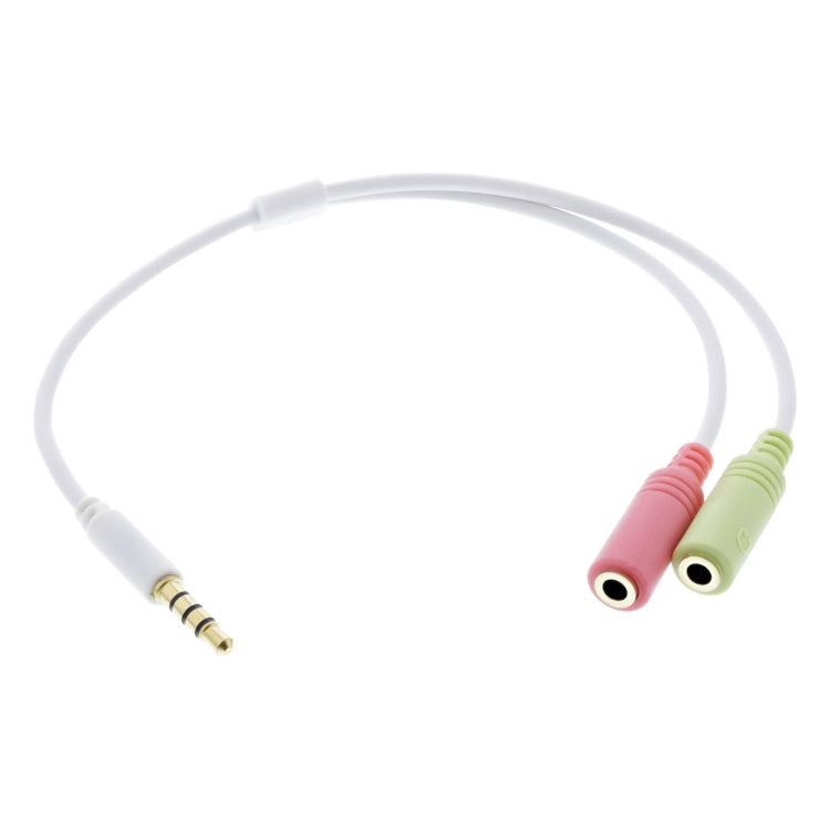 GK-12999 25 cm InLine headset-adapterkabel - 3,5 mm jack 4-polig naar 2× 3,5 mm jack female - CTIA - Wit