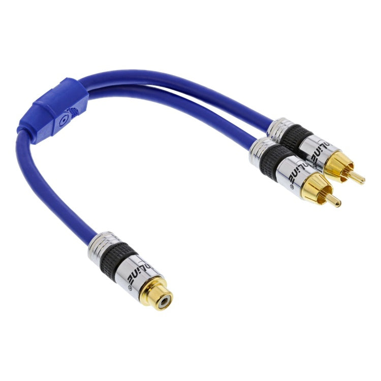 GK-13009 25 cm InLine Premium RCA Y-splitter - 1x RCA female naar 2x RCA male - Blauw