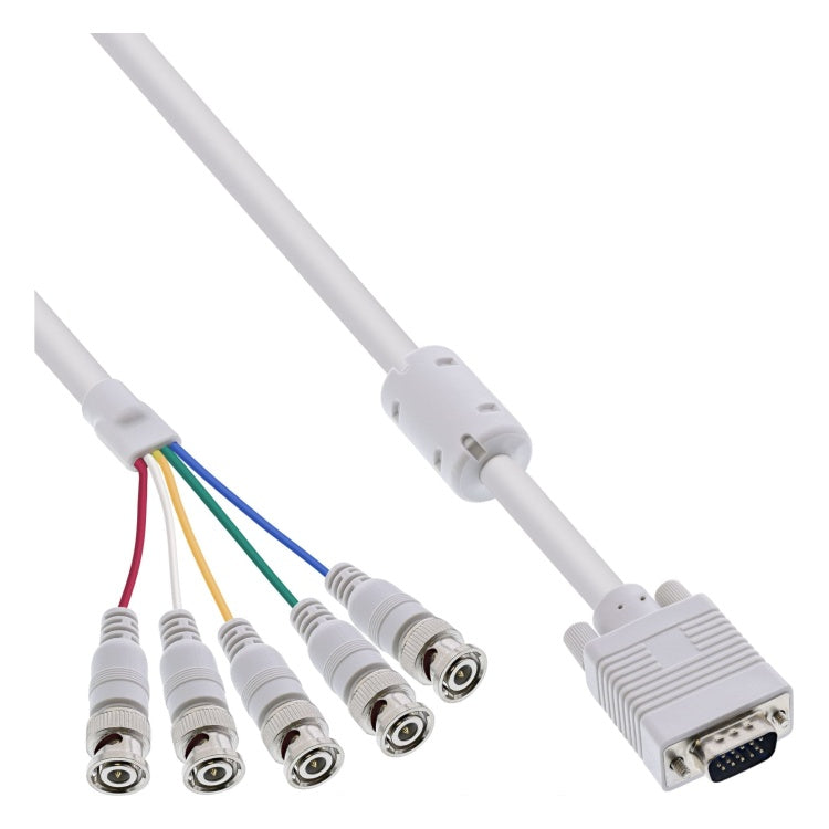 GK-13013 5 meter InLine VGA naar 5x BNC kabel - VGA male naar BNC male - Beige