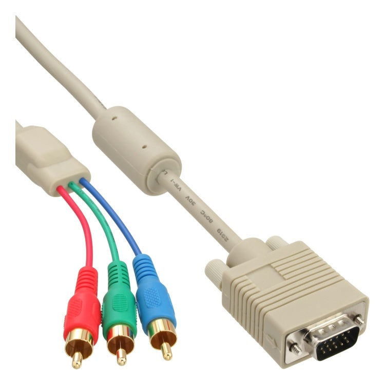 GK-13014 2 meter InLine VGA naar 3x RCA kabel - RGB/YUV - Beige