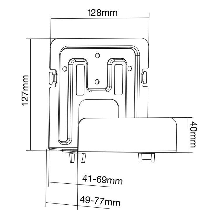 GK-13117 InLine universele houder voor streamingboxen en mini-pc's - verstelbaar 41-69 mm - Zwart