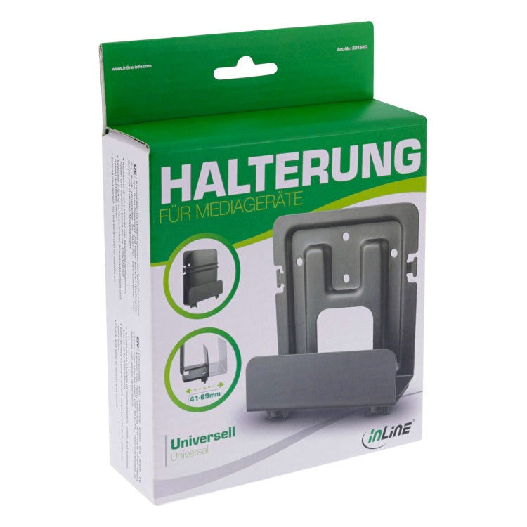 GK-13117 InLine universele houder voor streamingboxen en mini-pc's - verstelbaar 41-69 mm - Zwart