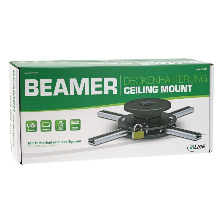 GK-13123 InLine plafondbeugel voor beamer - 20 kg - 360° draaibaar - Zwart/Zilver