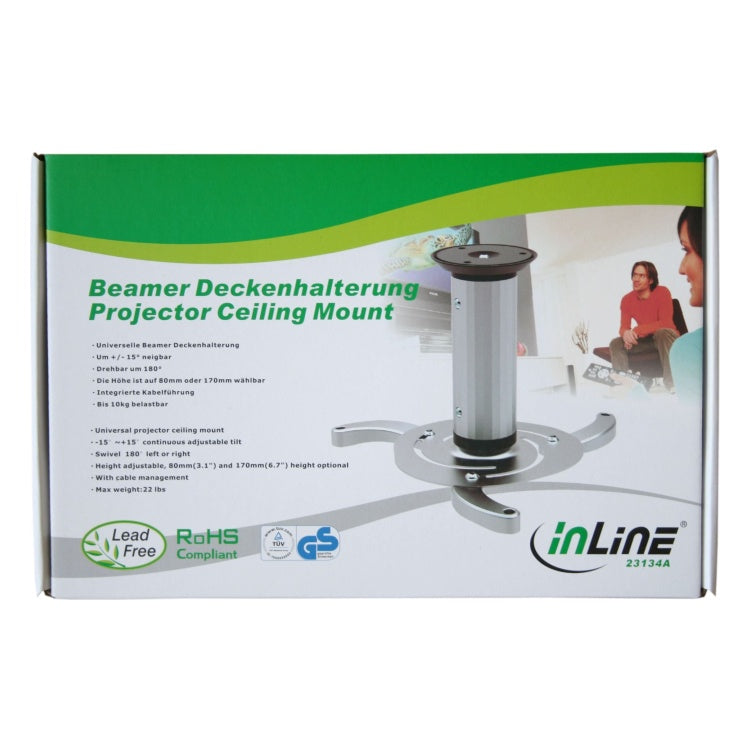 GK-13124 InLine plafondbeugel voor beamer - 10 kg - 2 hoogtes - Zwart