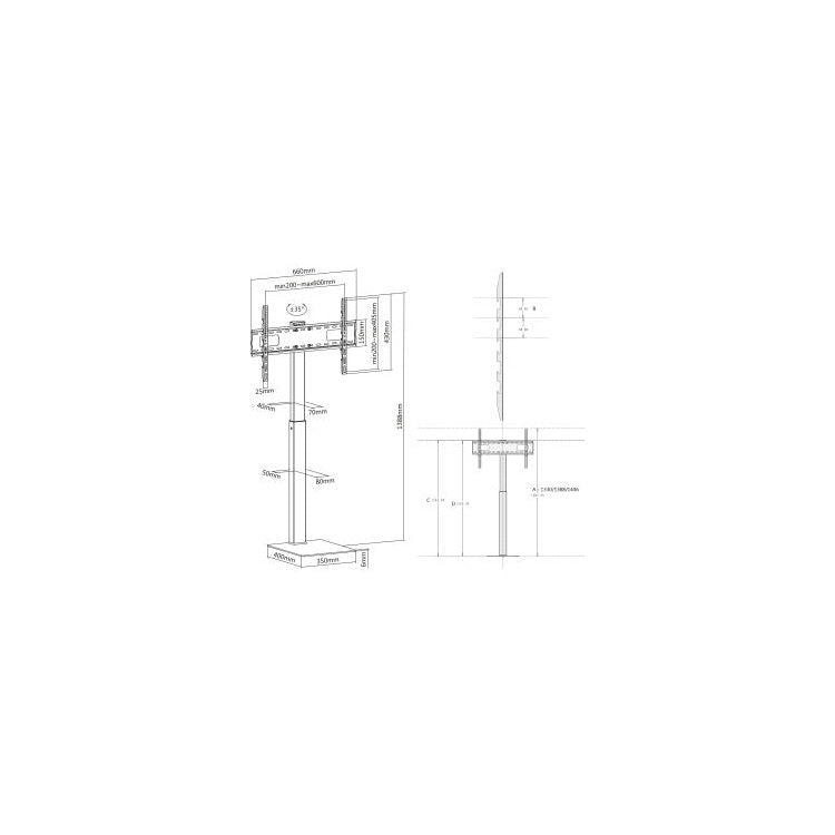 GK-13128 InLine verstelbare TV vloerstandaard - 37 tot 70 inch - 40 kg - Zwart