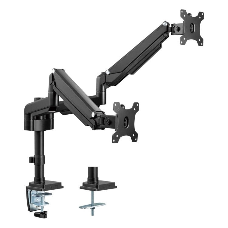 GK-13135 InLine dubbele monitorarm met gasveer en hoogteverstelling - 17 tot 32 inch - Zwart