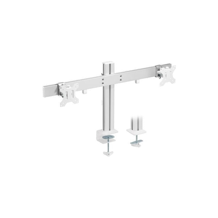 GK-13137 InLine dubbele monitorhouder met schuifrail - 17 tot 32 inch - Wit/Aluminium